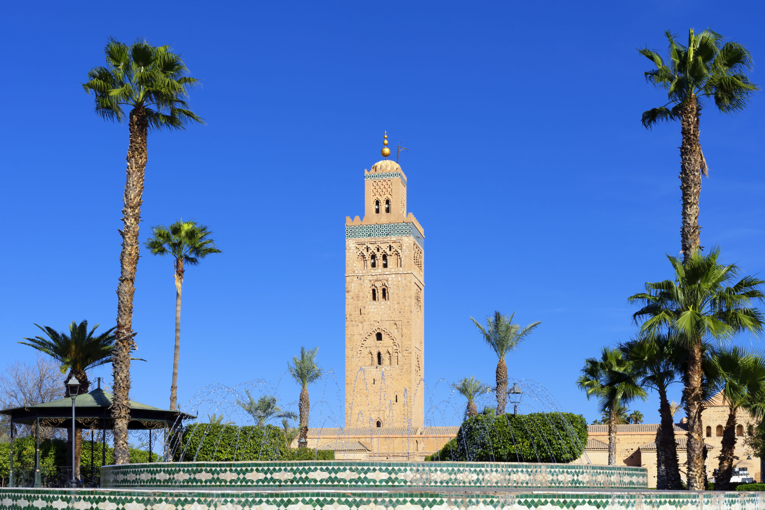 fountaine in front of the Koutoubia mosque in Marrakech, Morocco